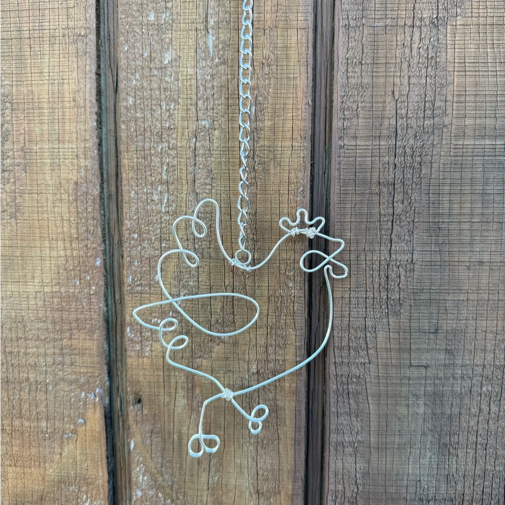Hand Crafted Silver Wire Chicken Wall Art